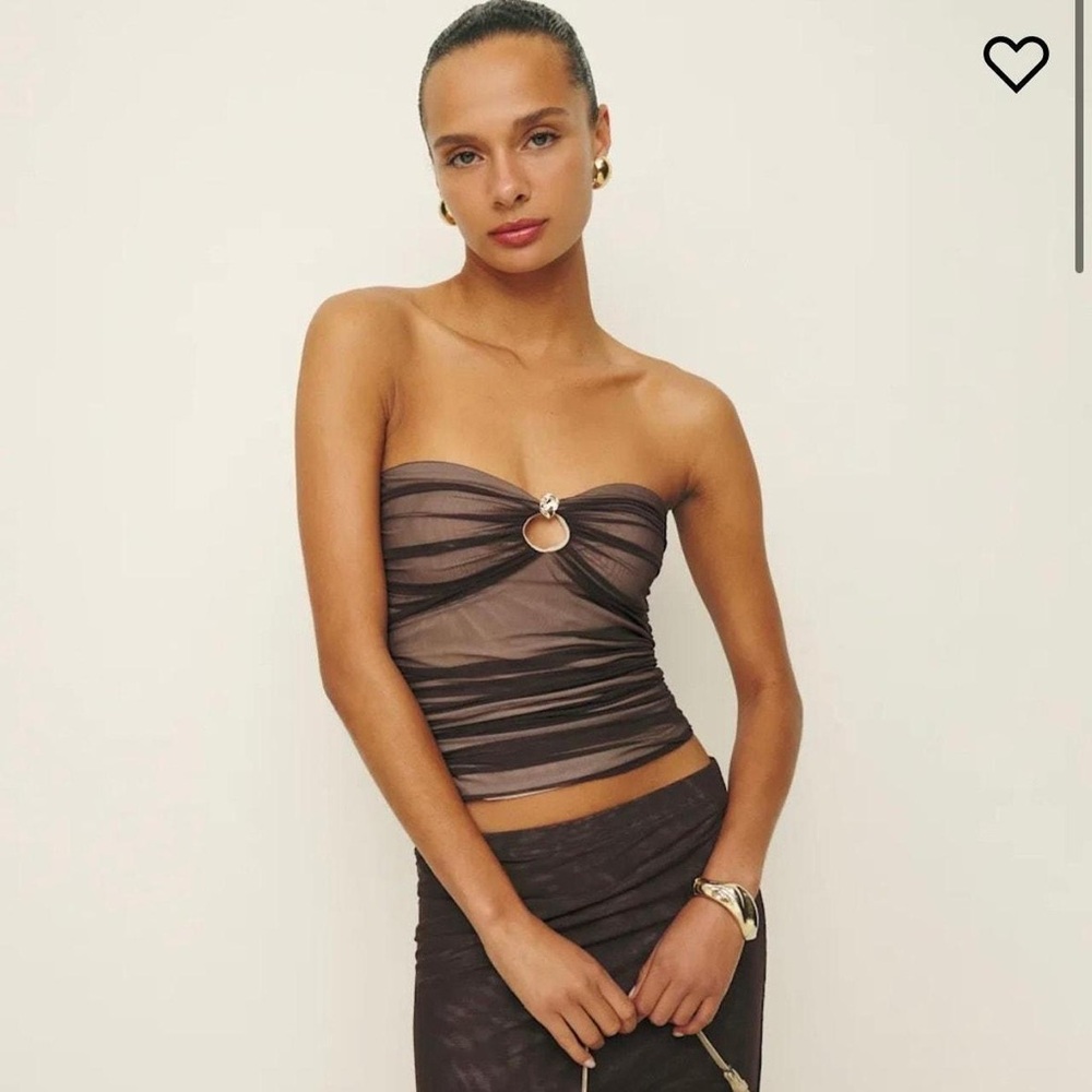 Reformation Brown Strapless Top
